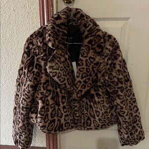 Faux Fur Leopard Print Jacket.